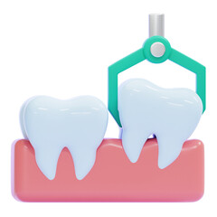 PNG 3D Tooth Extraction Procedure Illustration Isolated on a White Background