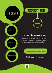 Morden food flyer template design. Fast food template vector illustration. Food flyer design. Restaurant food flyer. Food flyer template with yellow and black colour .