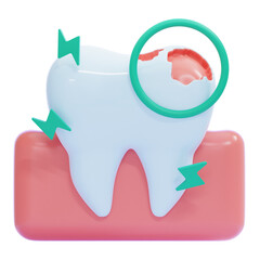PNG 3D Tooth Decay and Cavity Pain Illustration Isolated on a White Background