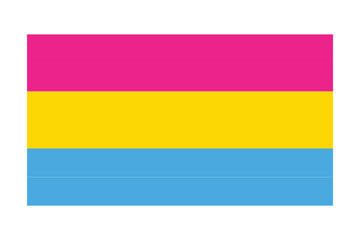 Pansexual lgbtq pride flag isolated on white background.