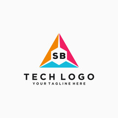SB Initials Tech Logo Vector Art  Icons  and Graphics