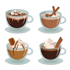 set of creative hot coffee cups