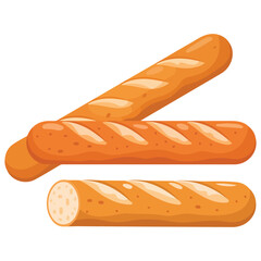 Bakery baguette french bread isolated vector illustration on white background