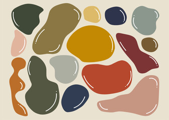 Fototapeta premium Abstract organic blob shapes in warm earthy tones with glossy highlights. Ideal for trendy backgrounds, modern branding, packaging, posters, and minimalist graphic design.