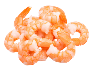 Raw shrimp peeled. Isolated transparent background