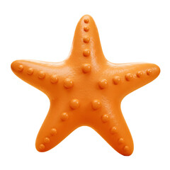 A vibrant orange starfish, detailed 3D render, background.3D plastic style isolated on white or transparent background