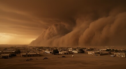 Fototapeta premium Approaching Dust Storm Over Small Town