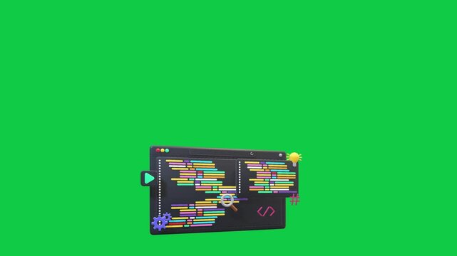 3d animation web programmer swing jump and turn on green screen