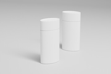 oval paper tube packaging mockup, recyclable oval deodorant stick twist up, cylindrical paper box container mockup, Sustainable rigid cardboard paper Packaging, push up paper tube