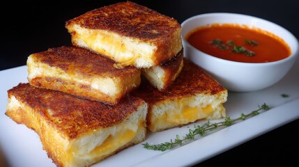 Crispy Grilled Cheese Sandwiches with Tomato Soup