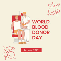 Cream Red Paper Textured Illustrated World Blood Donor Day Instagram Post