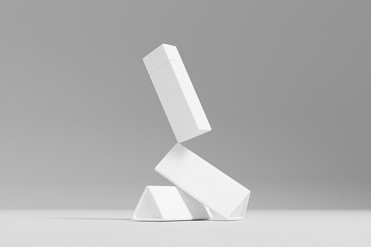 triangular paper tube packaging mockup, recyclable triangle stick container, Luxury trianglular box container mockup, Sustainable triangle cardboard paper Packaging, white tube cosmetic container