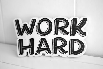 Black and White Work Hard Sign Motivational Decor for Office or Home