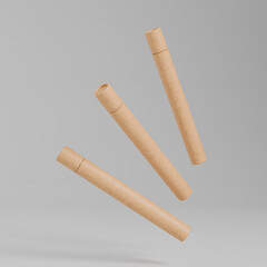 slim paper tube packaging mockup, cylindrical Incense paper tube box, Sustainable rigid cardboard paper Packaging, tall Joss Sticks packaging mockup, kraft paper stick twist up container mockup