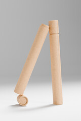 slim paper tube packaging mockup, cylindrical Incense paper tube box, Sustainable rigid cardboard paper Packaging, tall Joss Sticks packaging mockup, kraft paper stick twist up container mockup