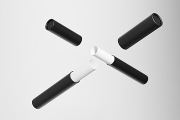 black paper tube packaging mockup, slim cylindrical Incense paper tube box, Sustainable rigid cardboard paper Packaging, tall Joss Sticks packaging mockup, kraft paper stick twist up container mockup