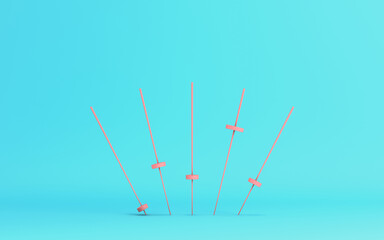 Minimalist abstract equalizer with sliders on cyan background in pastel colors. Minimalism concept