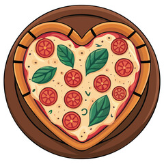 Pizza my heart valentine card isolated vector illustration on white background