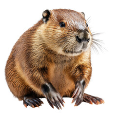 Realistic and Detailed Portrait of a Cute and Adorable Capybara Sitting on Ground, Showcasing Its Soft Fur and Expressive Face in Natural Light