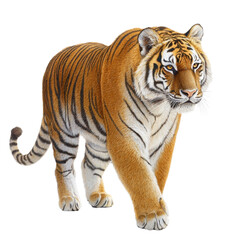 Fototapeta premium Majestic Tiger Striding Through the Wilderness, Capturing the Essence of Natural Beauty and Wild Elegance in Its Powerful Form