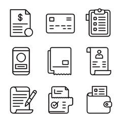 Billing Info Icon Set. Collection of Business and Administrative Documents Icons
