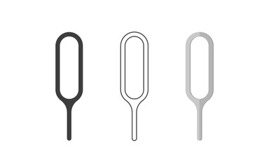 Sim ejector icon. Needle for opening SIM card slot of mobile phone. Set of Vector illustrations in Flat style.