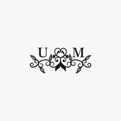 UM Initials Wedding Logo Vector Art  Icons  and Graphics