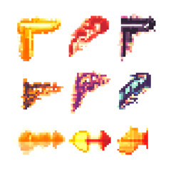 Obraz premium Pixel Art Collection Nine Unique Fire and Energy Shapes