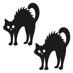 Spooky Black Cat Halloween Silhouette Decoration and Illustration
