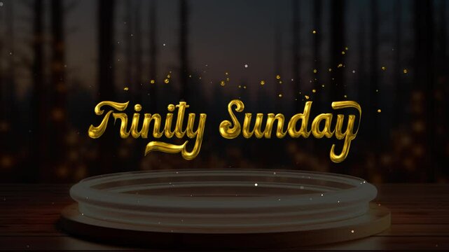 Words trinity sunday in gold letters suitable for religious designs, church materials, holiday promotions, event posters, and religious websites. - Powered by Adobe