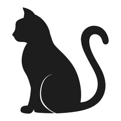 Silhouette Of Elegant Domestic Feline Friend Sitting Gracefully