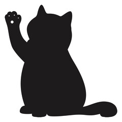 Black Cat Silhouette a Feline with Raised Paw