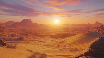 Naklejka premium Desert landscape at sunset (1)