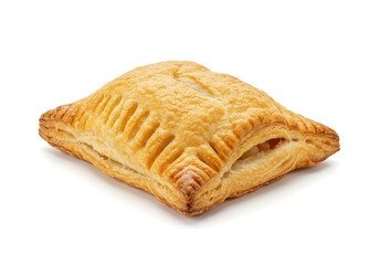 Golden Flaky Apple Turnover on White