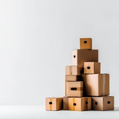 Obraz premium Stack of Cardboard Boxes: Packaging, Moving, Storage Solutions