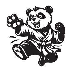 Hero Panda in Kungfu Stance – Bold Animal Logo Vector Illustration