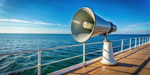 Loudspeaker on ferry boat deck with megaphone sound effect, sound system, nautical,  sound system