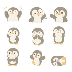 Adorable Penguin Doodle Vector Collection