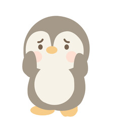 Little Shy Penguin Cartoon Doodle Character