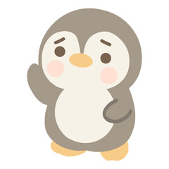 Adorable penguin says hi by waving