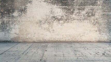 Fototapeta premium Weathered construction texture set - cracked floor concrete and equally distressed vertical cement surfaces.