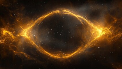 Cosmic ring, golden aura, nebulae swirl