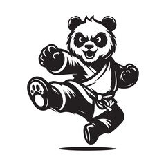 Martial Arts Panda Logo – Dynamic Kick Pose Vector Mascot