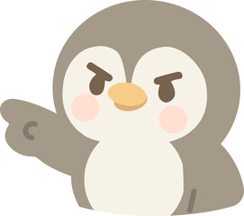 Little cartoon penguin points right here animal