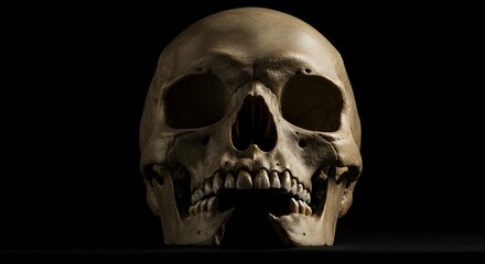 Human Skull Anatomy on Black Background