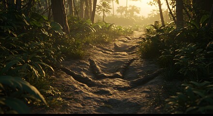 Jungle Path at Sunset