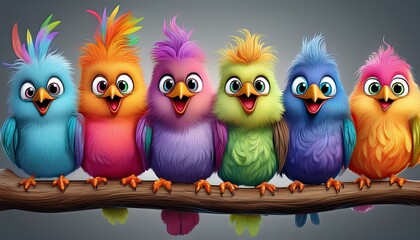 Fototapeta premium Niedliche bunte Vögel
