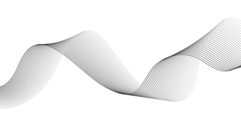 Abstract flowing wave pattern made of fine black lines on a white background.