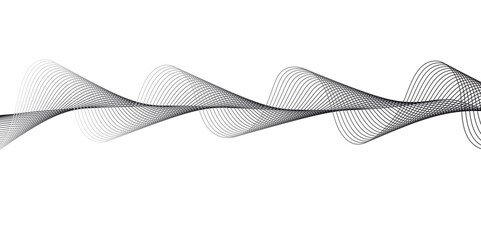 Fototapeta premium Abstract flowing waves formed by thin gray lines on a white background.