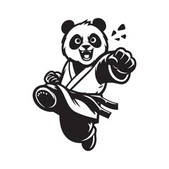Martial Arts Panda Logo – Dynamic Kick Pose Vector Mascot